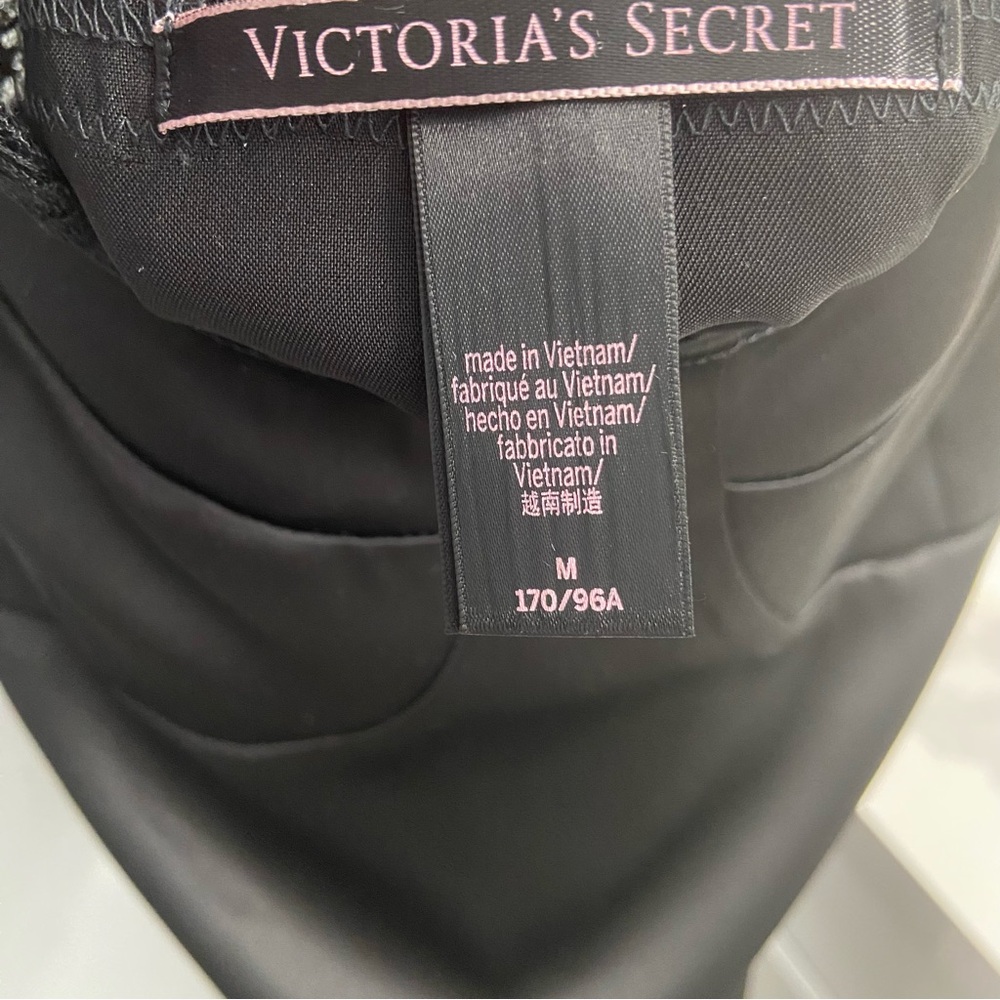 VICTORIA’S SECRET Black Satin Lace Mini Slip Dress Medium - Picture 5 of 6